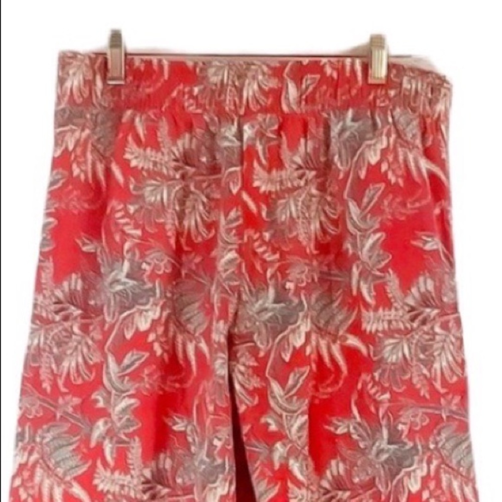 LOFT VTG palazzo pants coral green & white paisley print S - Picture 3 of 7
